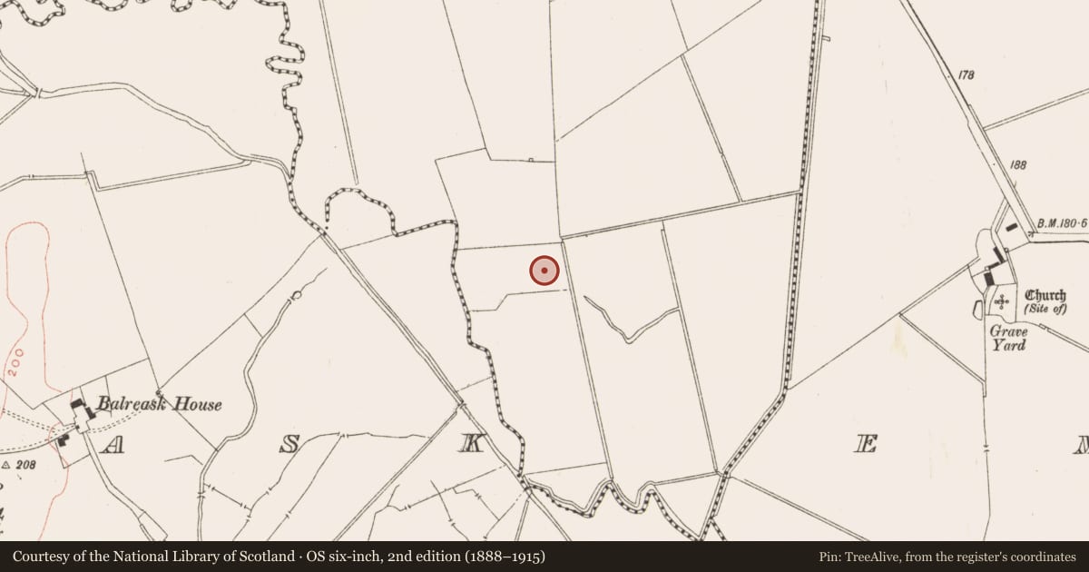 Ordnance Survey six-inch map, 2nd edition (1888–1915) covering the location of Standing stone, Gravelstown, County Meath, with a pin at the register's coordinates