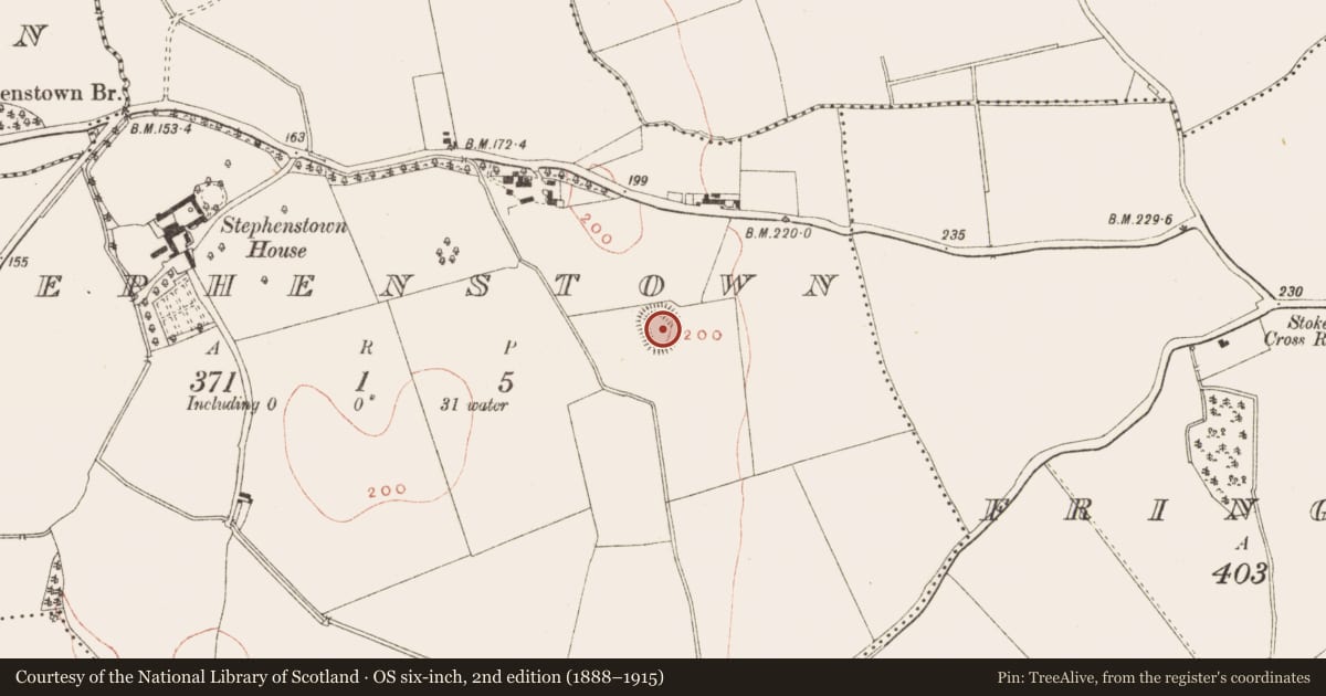 Ordnance Survey six-inch map, 2nd edition (1888–1915) covering the location of Ringfort - rath, Stephenstown, County Meath, with a pin at the register's coordinates