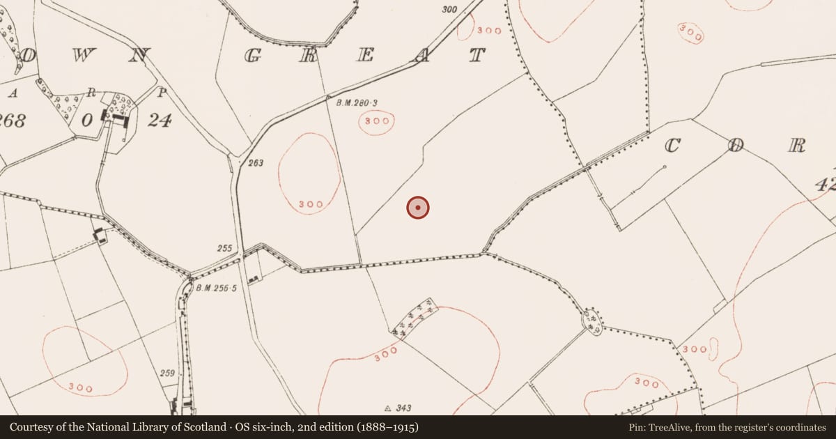 Ordnance Survey six-inch map, 2nd edition (1888–1915) covering the location of Enclosure, Footstown Great, County Meath, with a pin at the register's coordinates