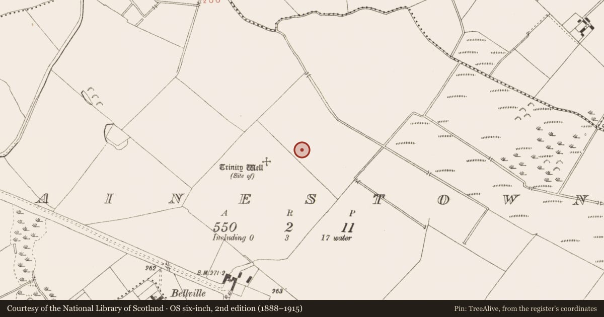 Ordnance Survey six-inch map, 2nd edition (1888–1915) covering the location of Souterrain, Painestown, County Meath, with a pin at the register's coordinates
