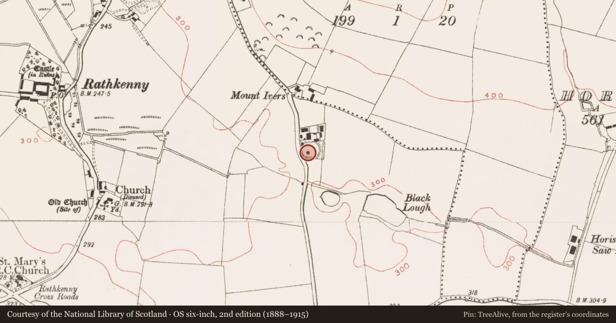 Ordnance Survey six-inch map, 2nd edition (1888–1915) covering the location of Building, Rathkenny, County Meath, with a pin at the register's coordinates