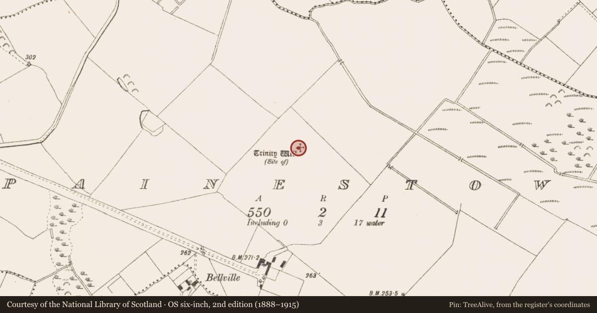 Ordnance Survey six-inch map, 2nd edition (1888–1915) covering the location of Ritual site - holy well, Painestown, County Meath, with a pin at the register's coordinates