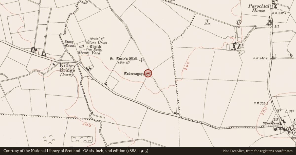 Ordnance Survey six-inch map, 2nd edition (1888–1915) covering the location of Ritual site - holy well, Killary, County Meath, with a pin at the register's coordinates