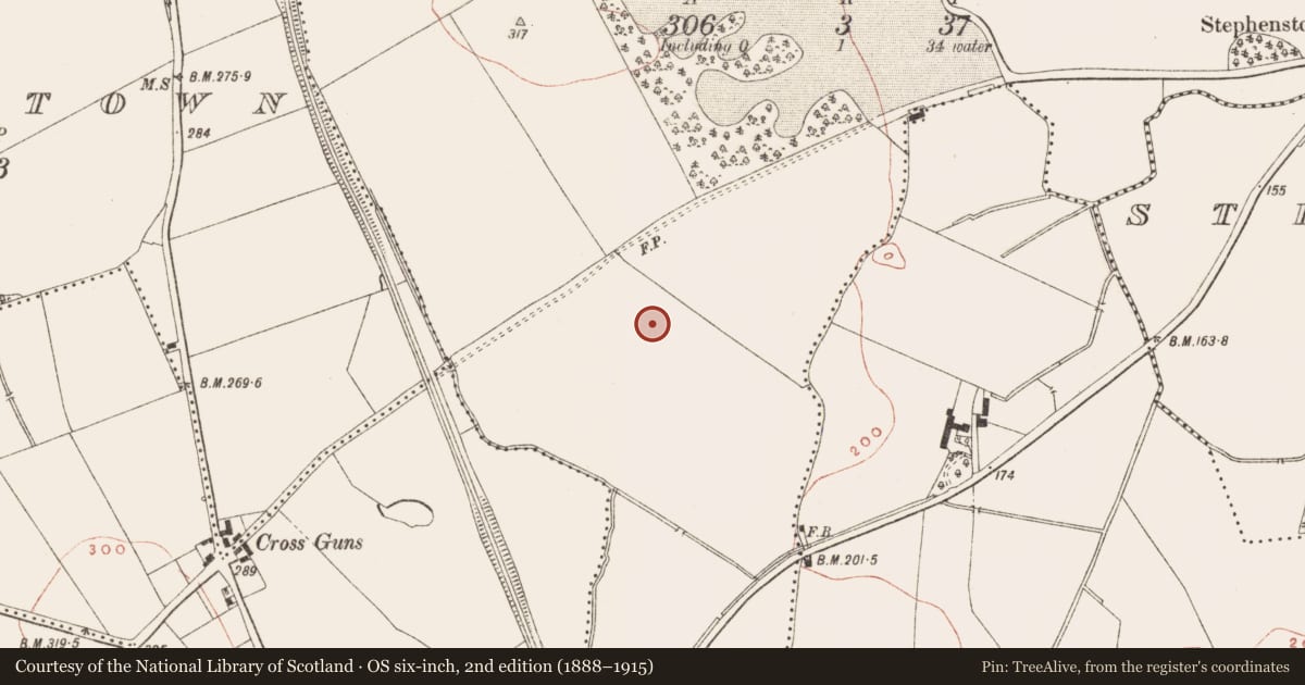 Ordnance Survey six-inch map, 2nd edition (1888–1915) covering the location of Enclosure, Headstown, County Meath, with a pin at the register's coordinates