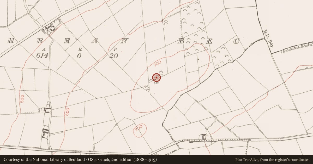 Ordnance Survey six-inch map, 2nd edition (1888–1915) covering the location of Mound, Rathbran Beg, County Meath, with a pin at the register's coordinates