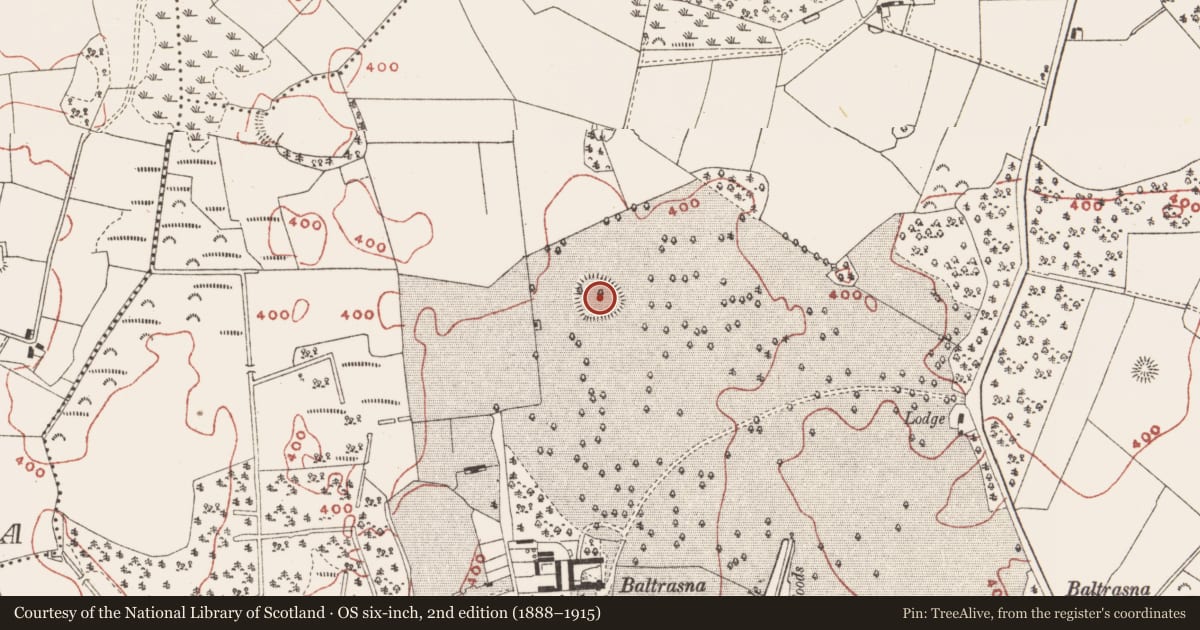 Ordnance Survey six-inch map, 2nd edition (1888–1915) covering the location of Ringfort - rath, Baltrasna, County Meath, with a pin at the register's coordinates