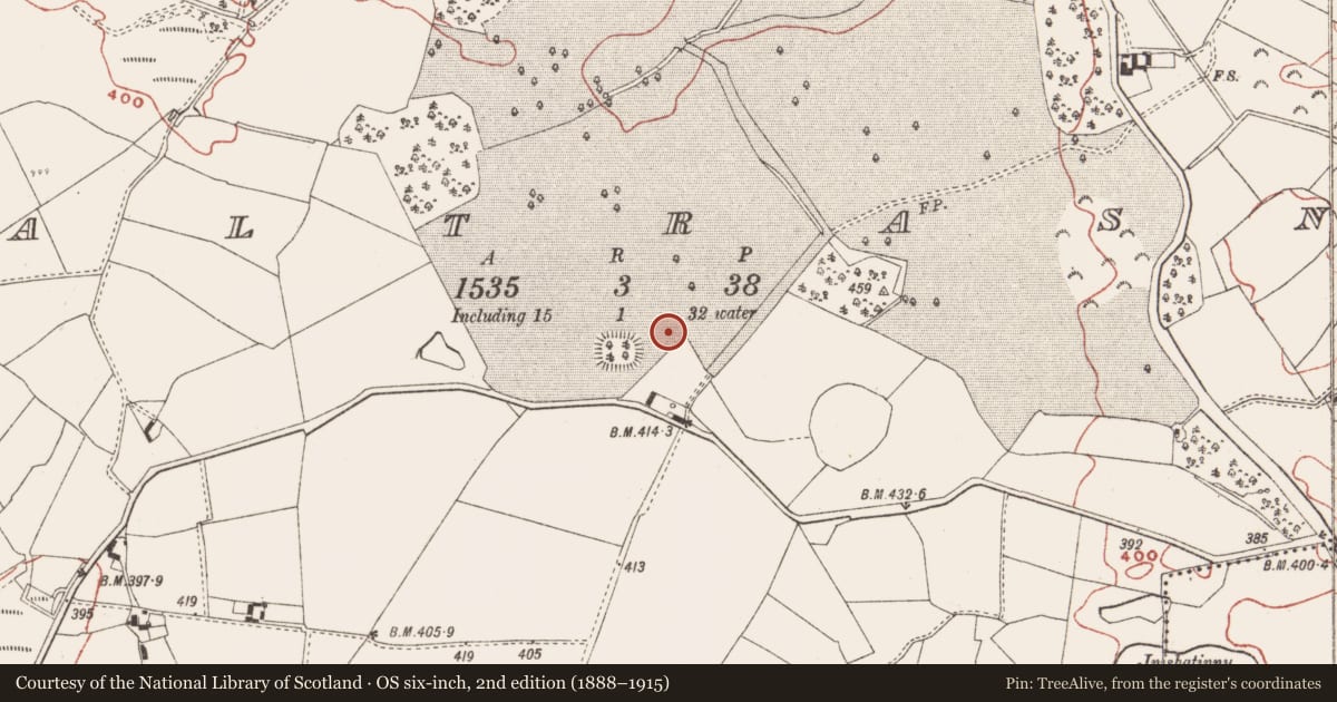 Ordnance Survey six-inch map, 2nd edition (1888–1915) covering the location of Earthwork, Baltrasna, County Meath, with a pin at the register's coordinates