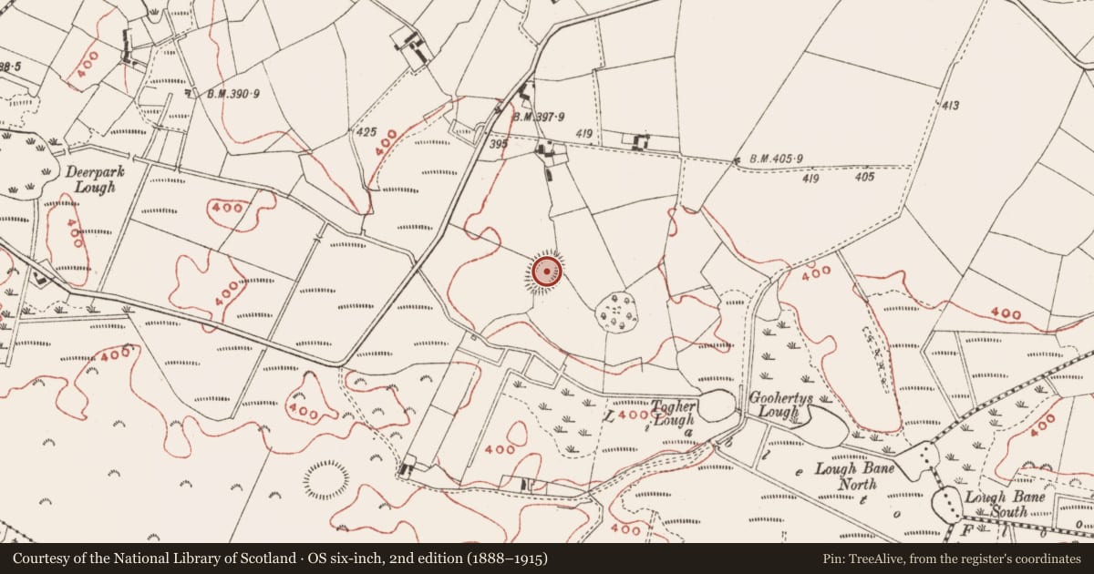 Ordnance Survey six-inch map, 2nd edition (1888–1915) covering the location of Ringfort - rath, Baltrasna, County Meath, with a pin at the register's coordinates