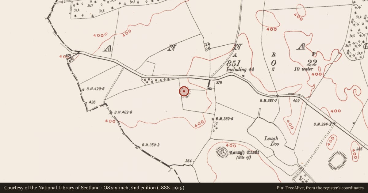 Ordnance Survey six-inch map, 2nd edition (1888–1915) covering the location of Ringfort - rath, Annagh, County Meath, with a pin at the register's coordinates
