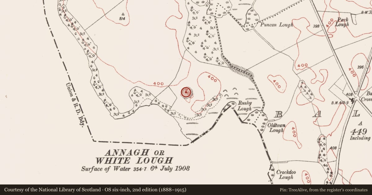 Ordnance Survey six-inch map, 2nd edition (1888–1915) covering the location of Ringfort - rath, Annagh, County Meath, with a pin at the register's coordinates