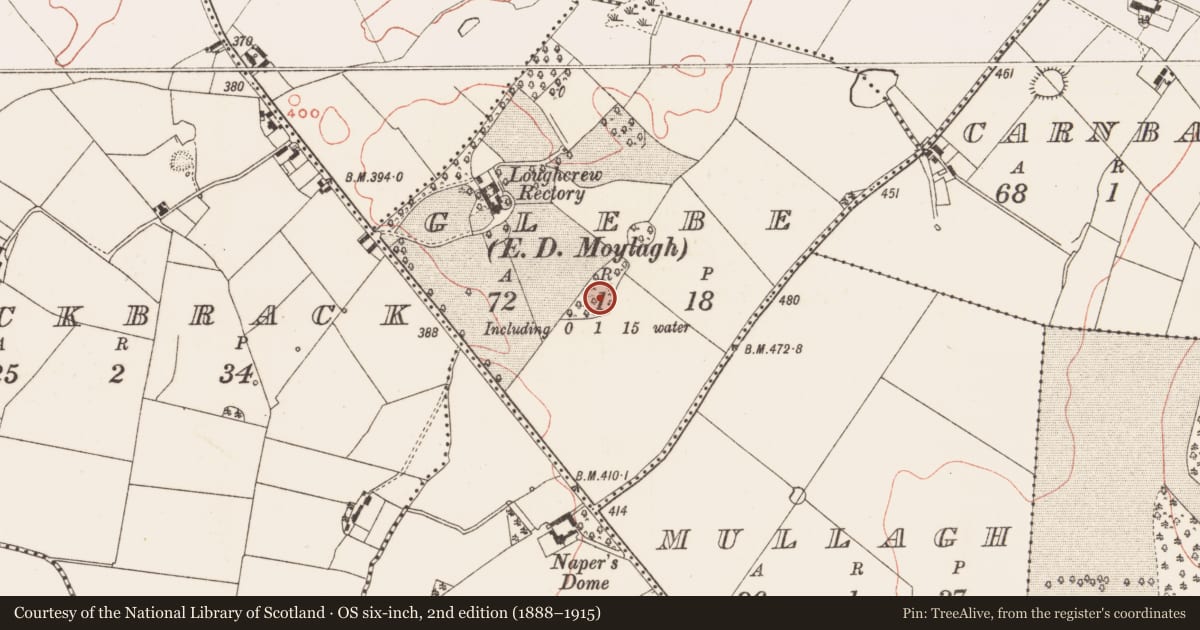 Ordnance Survey six-inch map, 2nd edition (1888–1915) covering the location of Ringfort - rath, Glebe, County Meath, with a pin at the register's coordinates