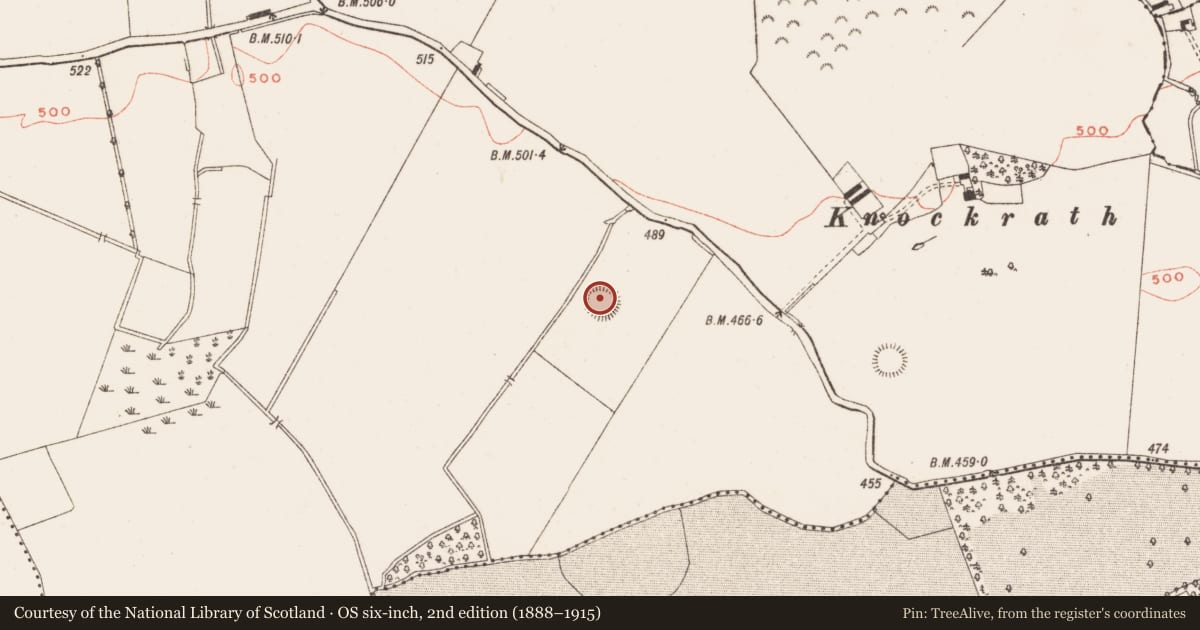 Ordnance Survey six-inch map, 2nd edition (1888–1915) covering the location of Concentric enclosure, Patrickstown, County Meath, with a pin at the register's coordinates