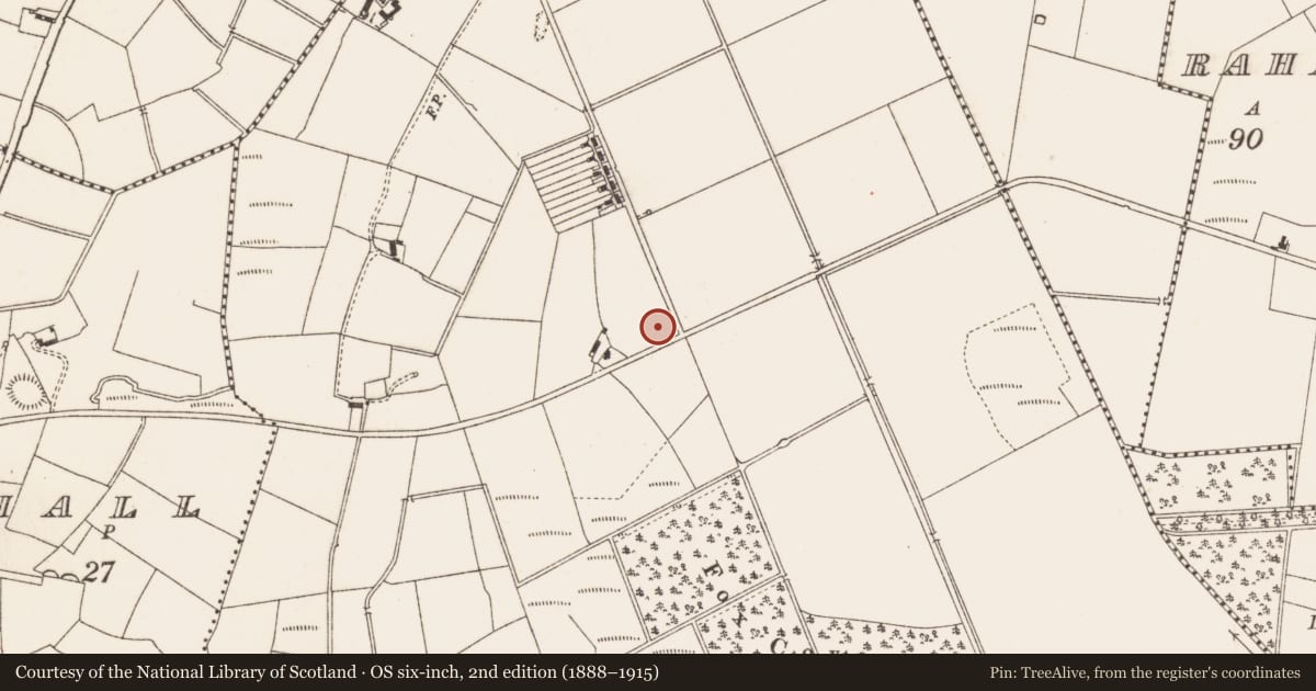 Ordnance Survey six-inch map, 2nd edition (1888–1915) covering the location of Ringfort - rath, Milltown, County Meath, with a pin at the register's coordinates