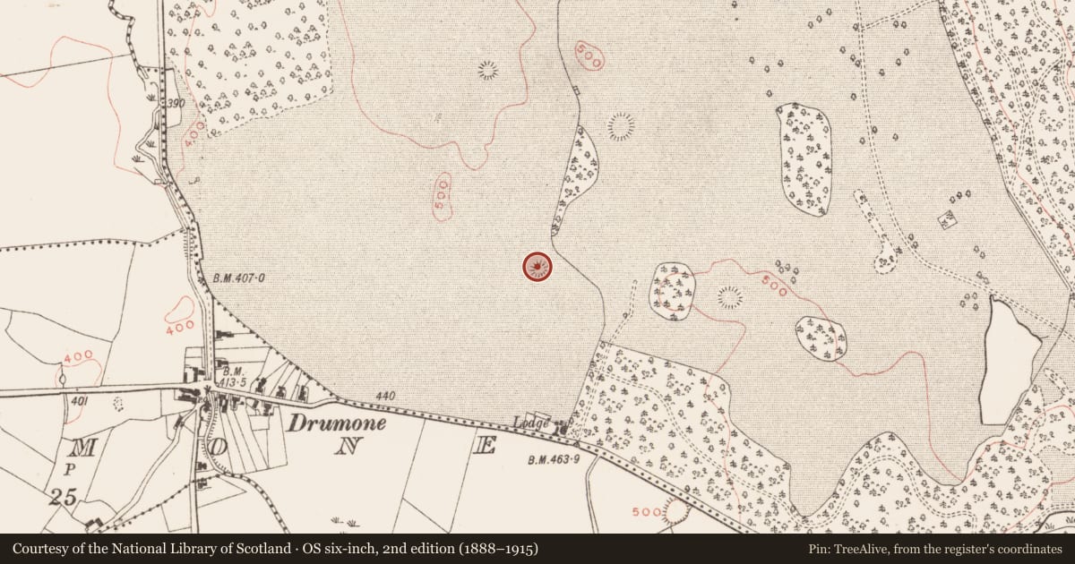Ordnance Survey six-inch map, 2nd edition (1888–1915) covering the location of Barrow - ring-barrow, Loughcrew, County Meath, with a pin at the register's coordinates