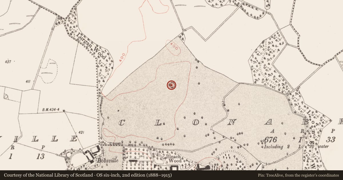 Ordnance Survey six-inch map, 2nd edition (1888–1915) covering the location of Enclosure, Clonabreany, County Meath, with a pin at the register's coordinates