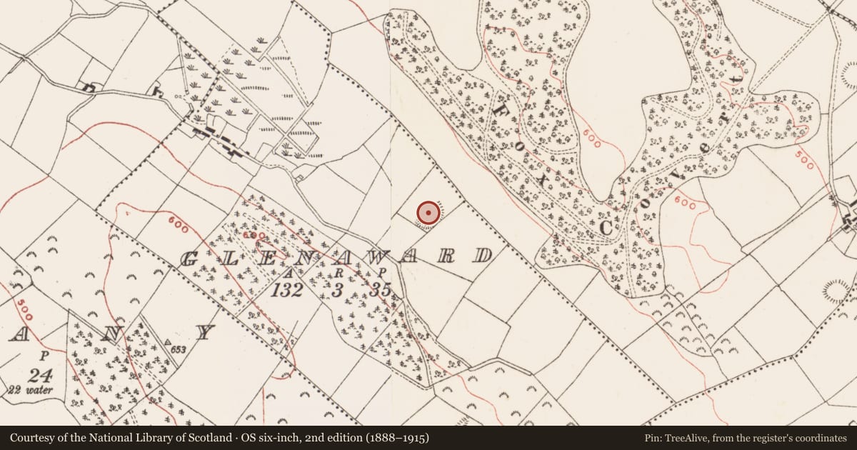 Ordnance Survey six-inch map, 2nd edition (1888–1915) covering the location of Ringfort - rath, Glenaward, County Meath, with a pin at the register's coordinates