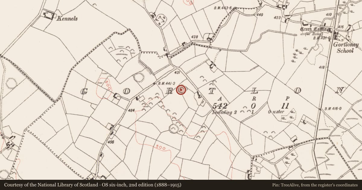 Ordnance Survey six-inch map, 2nd edition (1888–1915) covering the location of Ringfort - rath, Gortloney, County Meath, with a pin at the register's coordinates