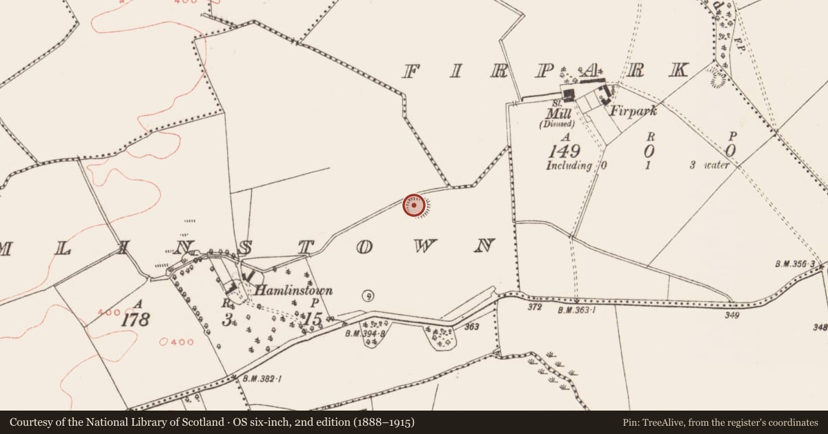 Ordnance Survey six-inch map, 2nd edition (1888–1915) covering the location of Ringfort - rath, Hamlinstown, County Meath, with a pin at the register's coordinates