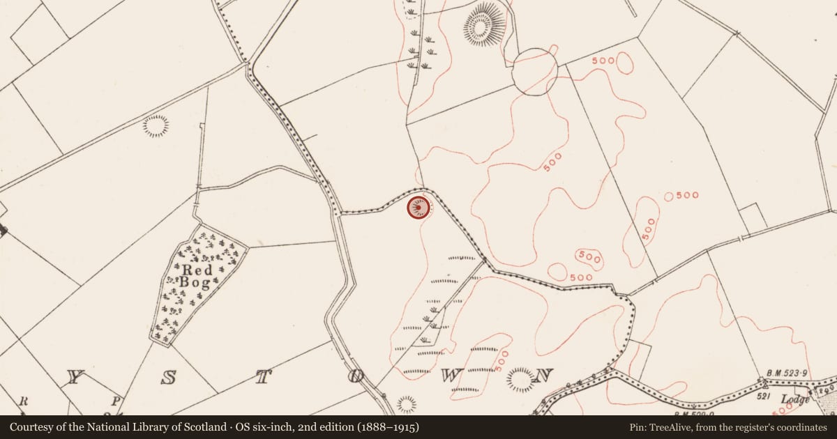 Ordnance Survey six-inch map, 2nd edition (1888–1915) covering the location of Ringfort - rath, Galmoystown, County Meath, with a pin at the register's coordinates