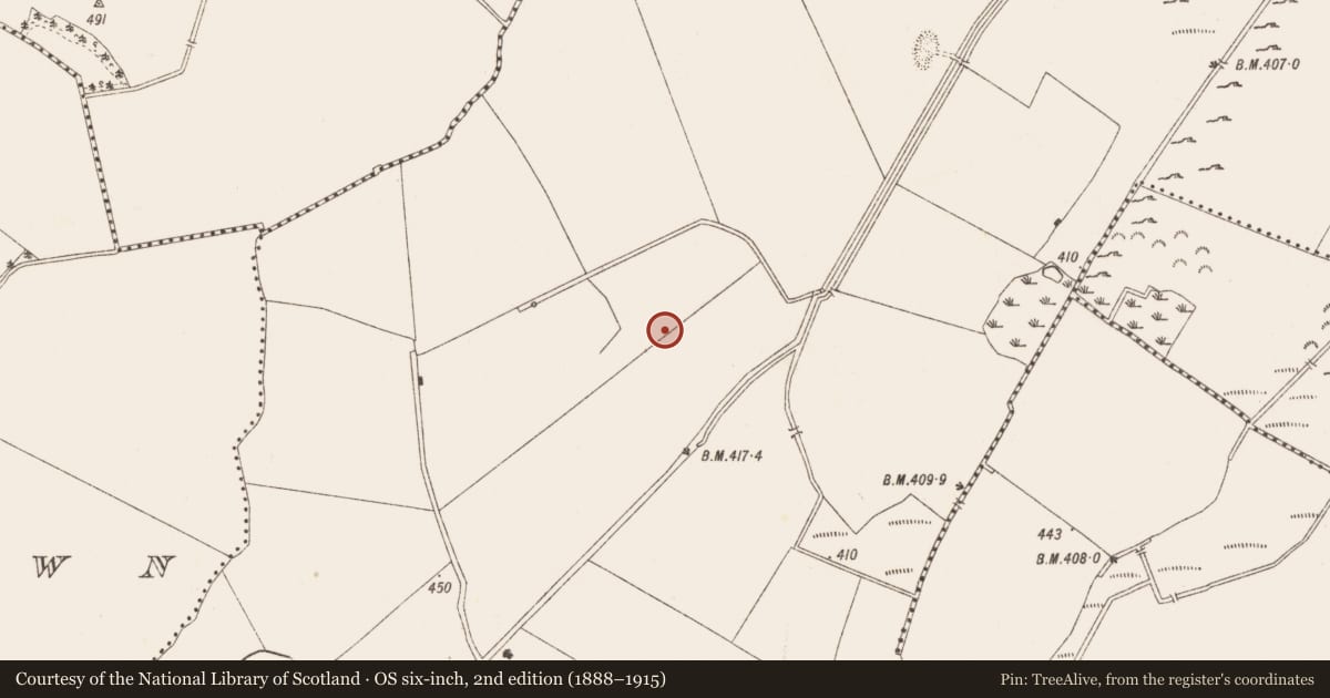 Ordnance Survey six-inch map, 2nd edition (1888–1915) covering the location of Moated site, Thomastown, County Meath, with a pin at the register's coordinates