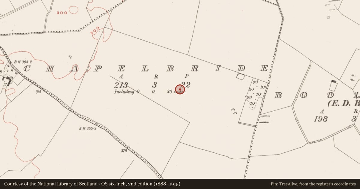 Ordnance Survey six-inch map, 2nd edition (1888–1915) covering the location of Ringfort - rath, Chapelbride, County Meath, with a pin at the register's coordinates