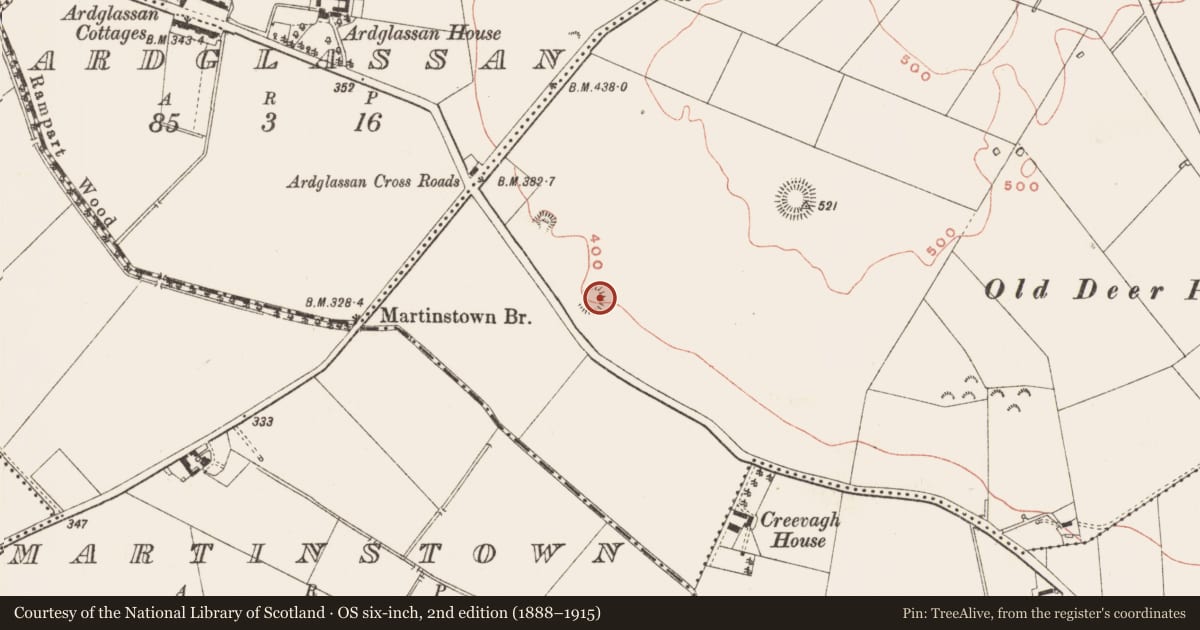 Ordnance Survey six-inch map, 2nd edition (1888–1915) covering the location of Ringfort - rath, Crossakeel, County Meath, with a pin at the register's coordinates