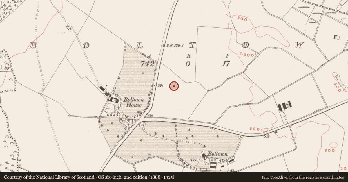 Ordnance Survey six-inch map, 2nd edition (1888–1915) covering the location of Enclosure, Boltown, County Meath, with a pin at the register's coordinates