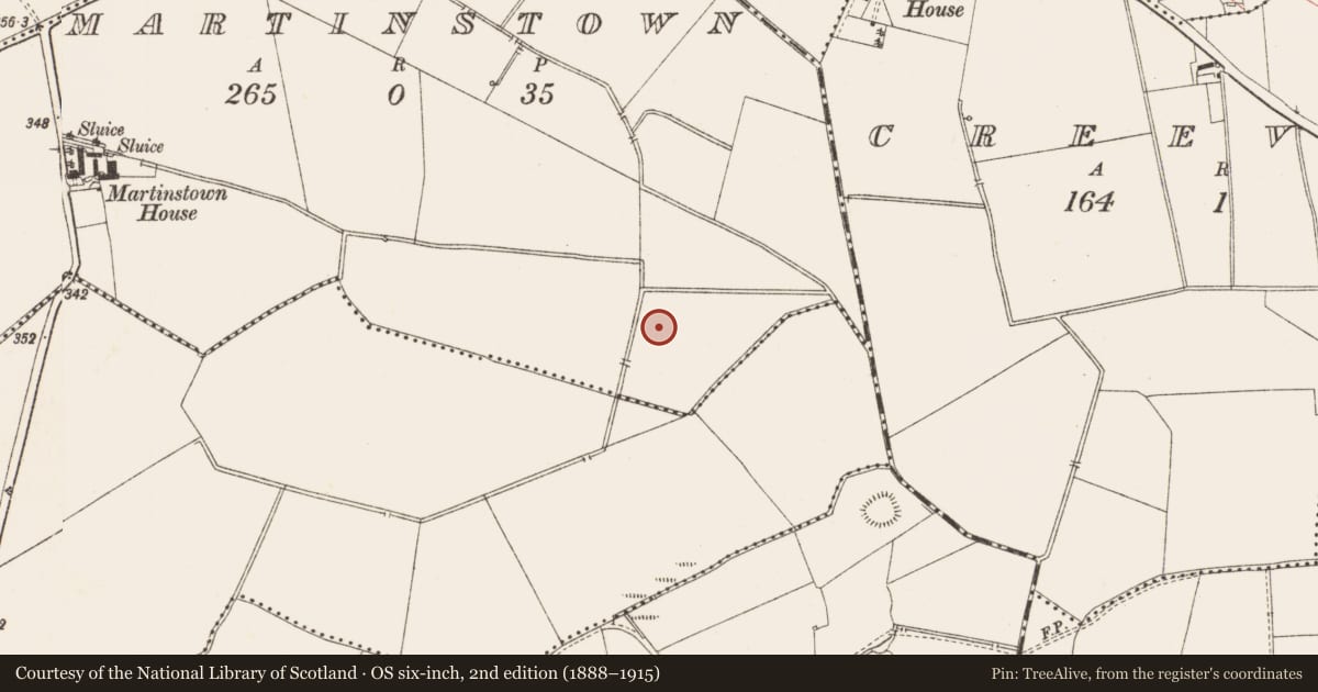 Ordnance Survey six-inch map, 2nd edition (1888–1915) covering the location of Ringfort - rath, Martinstown, County Meath, with a pin at the register's coordinates