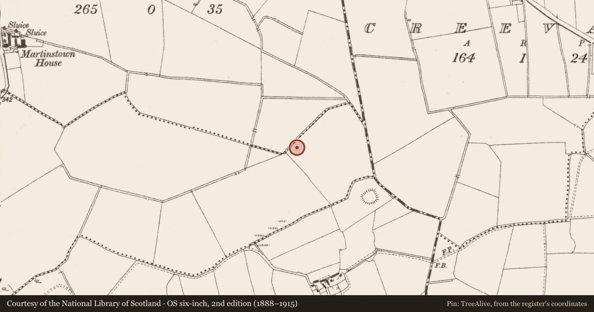 Ordnance Survey six-inch map, 2nd edition (1888–1915) covering the location of Fulacht fia, Gibbonstown, County Meath, with a pin at the register's coordinates
