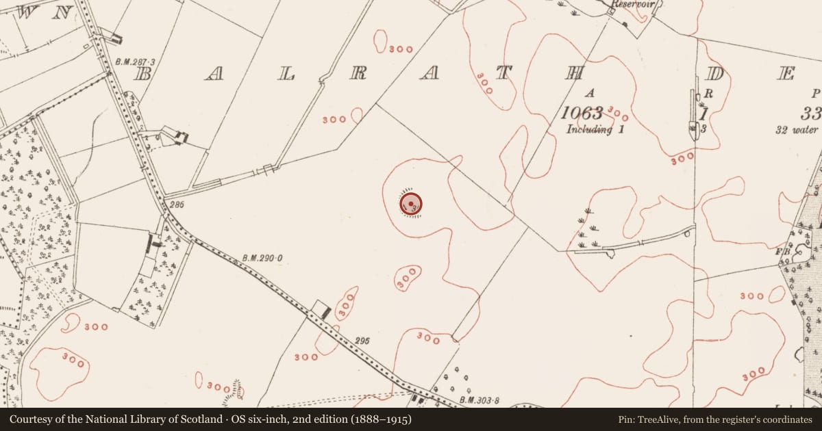 Ordnance Survey six-inch map, 2nd edition (1888–1915) covering the location of Ringfort - rath, Balrath Demesne, County Meath, with a pin at the register's coordinates