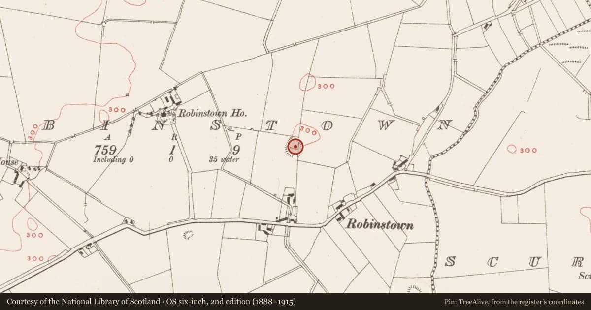 Ordnance Survey six-inch map, 2nd edition (1888–1915) covering the location of Ringfort - rath, Robinstown, County Meath, with a pin at the register's coordinates