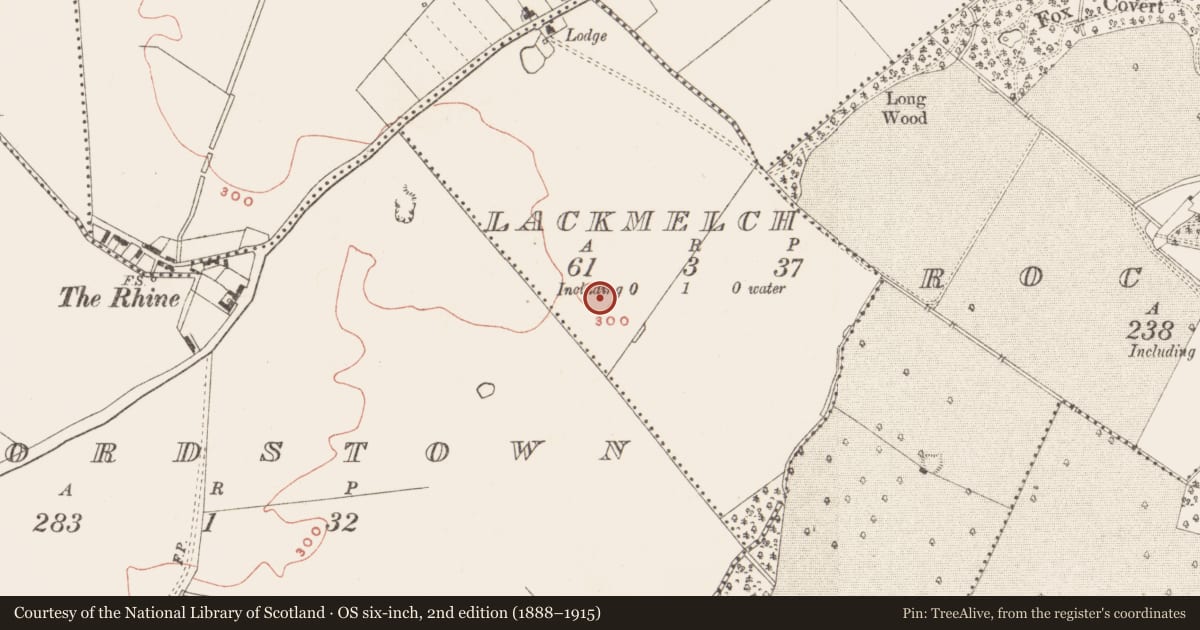 Ordnance Survey six-inch map, 2nd edition (1888–1915) covering the location of Enclosure, Lackmelch, County Meath, with a pin at the register's coordinates