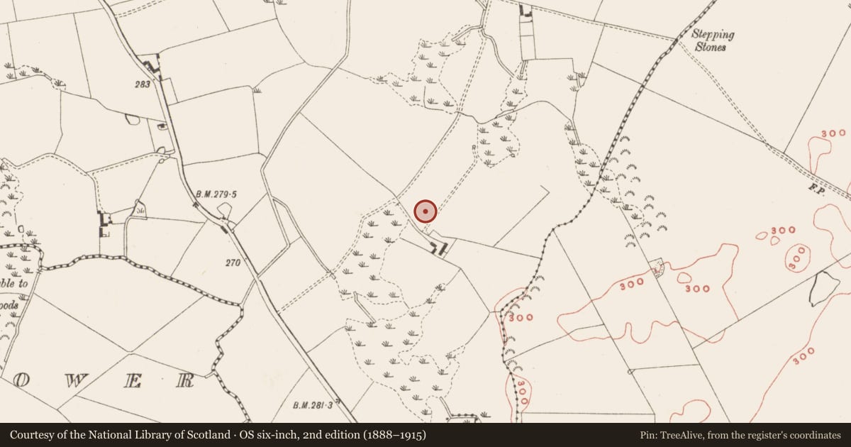 Ordnance Survey six-inch map, 2nd edition (1888–1915) covering the location of Fulacht fia, Castlekeeran, County Meath, with a pin at the register's coordinates