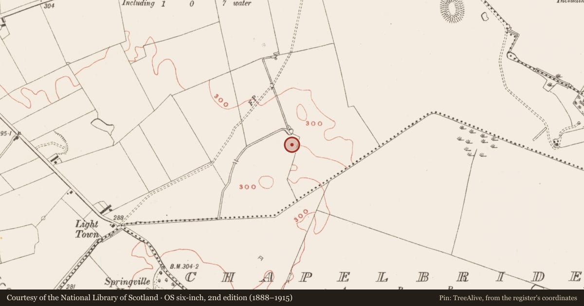 Ordnance Survey six-inch map, 2nd edition (1888–1915) covering the location of Fulacht fia, Drumbaragh, County Meath, with a pin at the register's coordinates