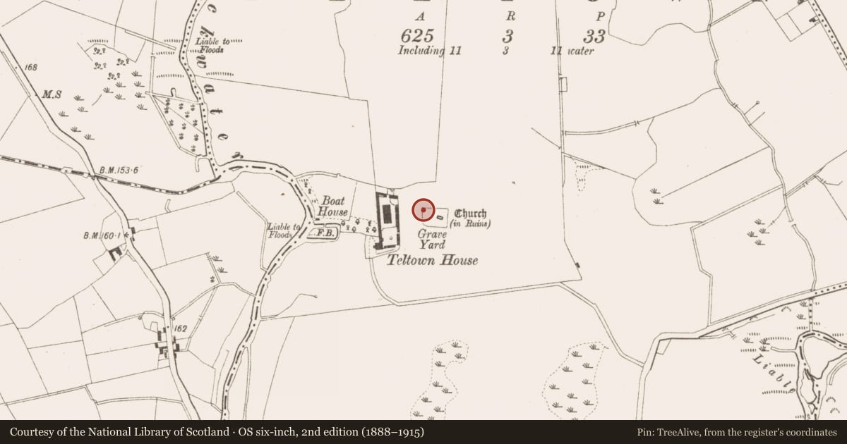 Ordnance Survey six-inch map, 2nd edition (1888–1915) covering the location of Cross, Tailtin, County Meath, with a pin at the register's coordinates