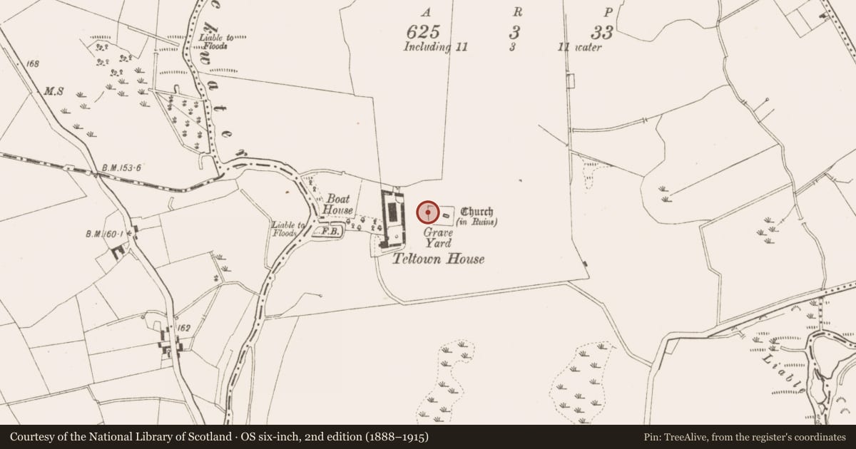 Ordnance Survey six-inch map, 2nd edition (1888–1915) covering the location of Rock art, Tailtin, County Meath, with a pin at the register's coordinates