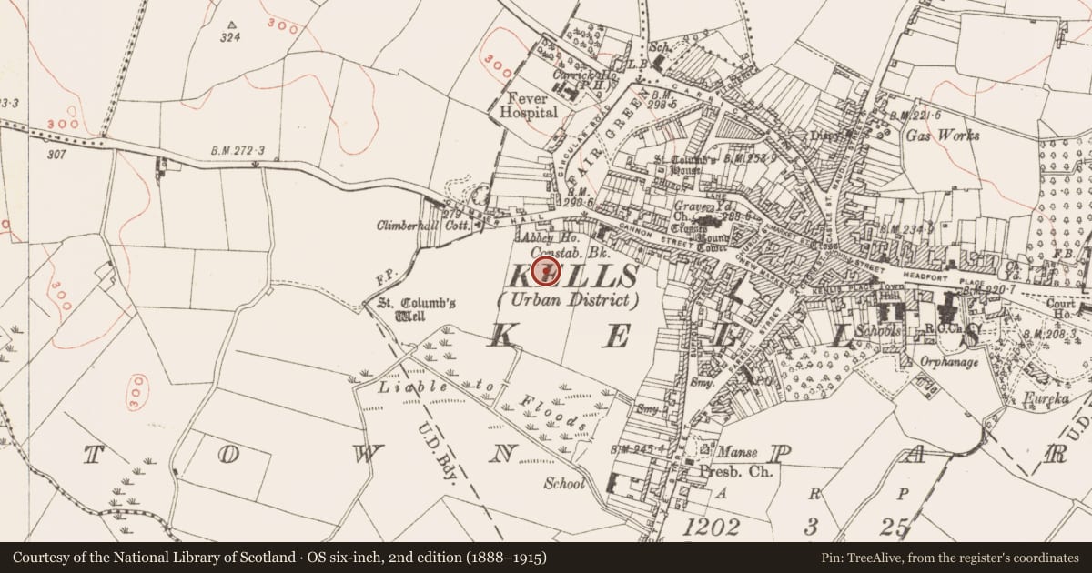 Ordnance Survey six-inch map, 2nd edition (1888–1915) covering the location of Religious house - Augustinian canons, Town Parks, County Meath, with a pin at the register's coordinates
