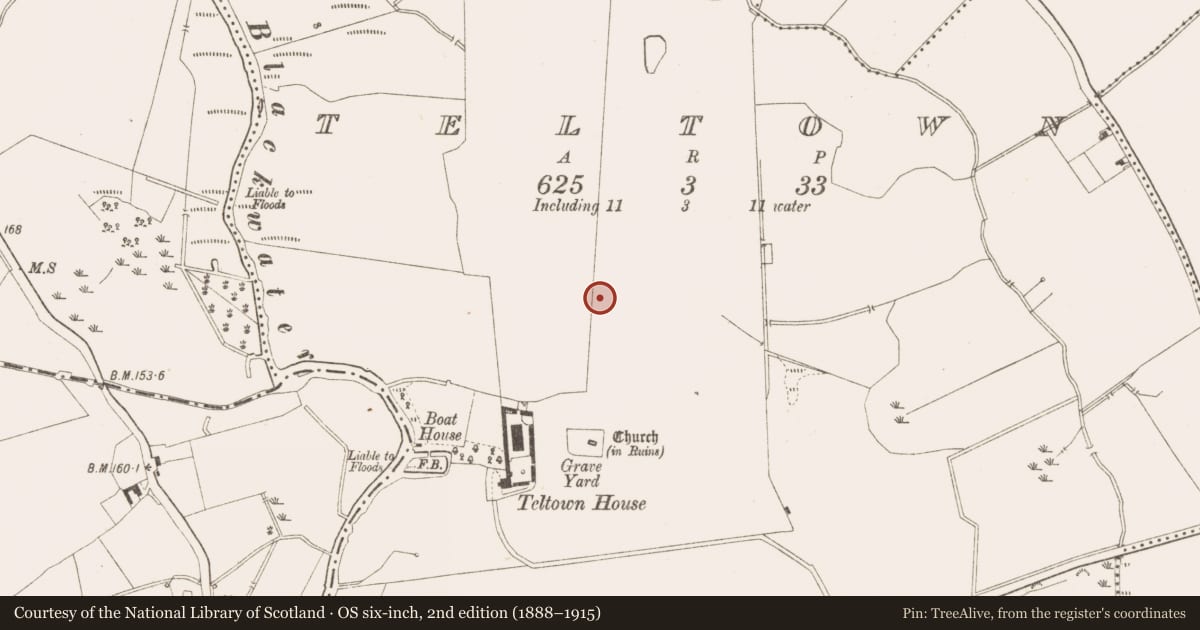 Ordnance Survey six-inch map, 2nd edition (1888–1915) covering the location of Road - road/trackway, Baile Órthaí, Tailtin, County Meath, with a pin at the register's coordinates