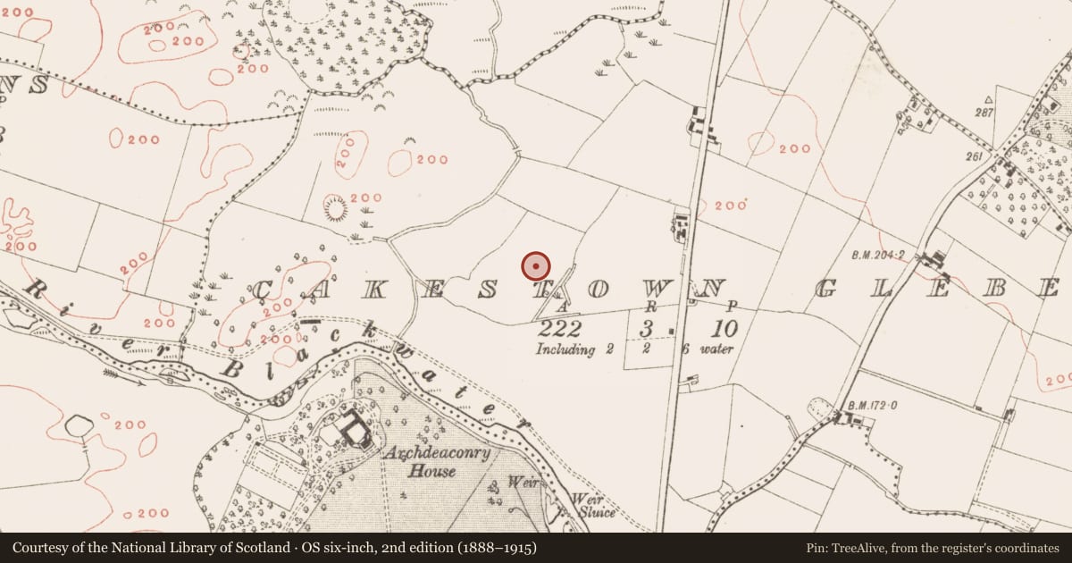 Ordnance Survey six-inch map, 2nd edition (1888–1915) covering the location of Hearth, Cakestown Glebe, County Meath, with a pin at the register's coordinates