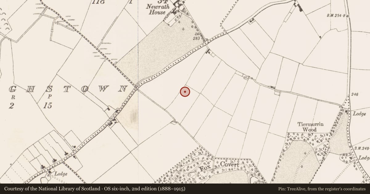 Ordnance Survey six-inch map, 2nd edition (1888–1915) covering the location of House - Neolithic, Town Parks, County Meath, with a pin at the register's coordinates