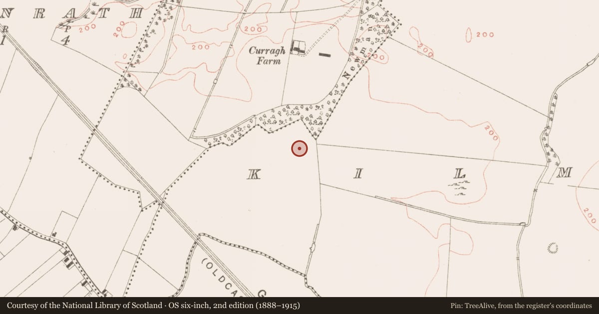 Ordnance Survey six-inch map, 2nd edition (1888–1915) covering the location of House - Neolithic, Kilmainham (Kells Upper By., Teltown Par.), County Meath, with a pin at the register's coordinates