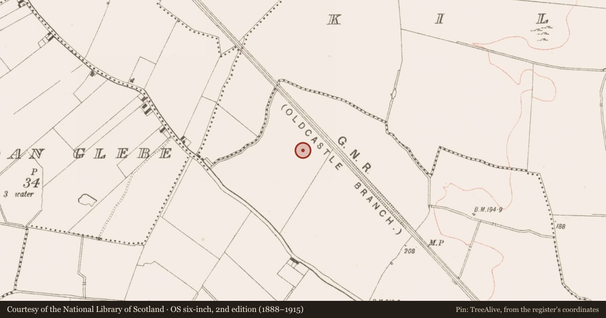 Ordnance Survey six-inch map, 2nd edition (1888–1915) covering the location of Pit, Cookstown Great, County Meath, with a pin at the register's coordinates