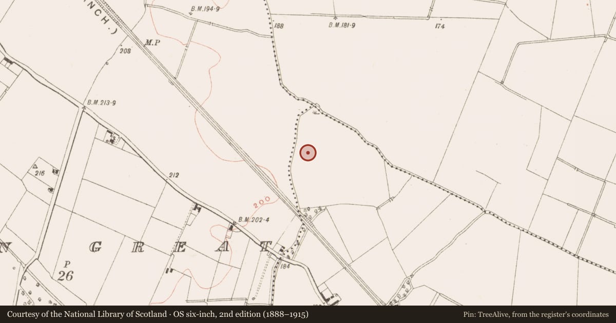 Ordnance Survey six-inch map, 2nd edition (1888–1915) covering the location of Ring-ditch, Nugentstown, County Meath, with a pin at the register's coordinates