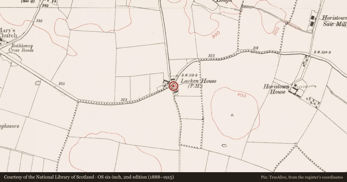 Ordnance Survey six-inch map, 2nd edition (1888–1915) covering the location of Church, Rathkenny, County Meath, with a pin at the register's coordinates