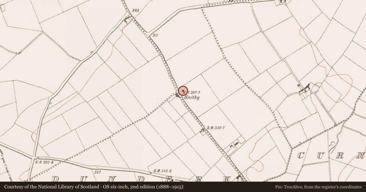 Ordnance Survey six-inch map, 2nd edition (1888–1915) covering the location of Enclosure, Mullagha, County Meath, with a pin at the register's coordinates