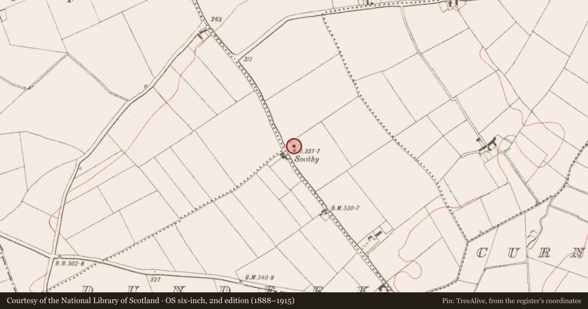 Ordnance Survey six-inch map, 2nd edition (1888–1915) covering the location of Structure, Mullagha, County Meath, with a pin at the register's coordinates