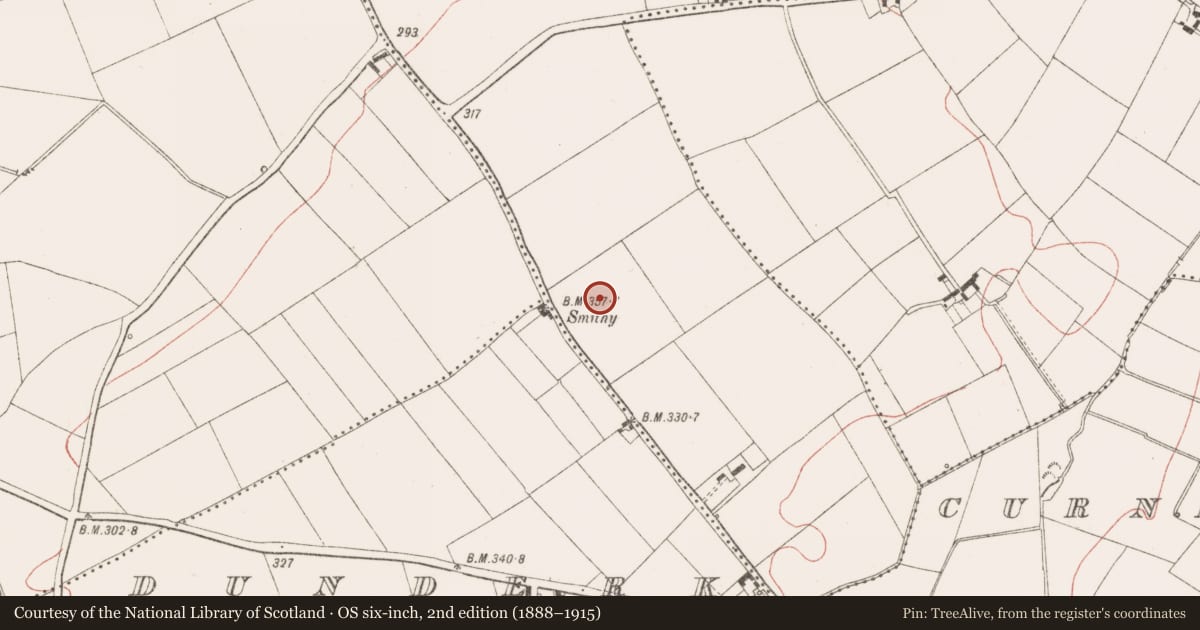 Ordnance Survey six-inch map, 2nd edition (1888–1915) covering the location of Enclosure, Mullagha, County Meath, with a pin at the register's coordinates
