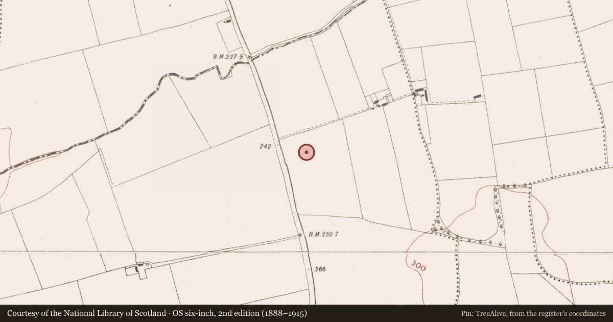 Ordnance Survey six-inch map, 2nd edition (1888–1915) covering the location of Enclosure - large enclosure, Proudstown, County Meath, with a pin at the register's coordinates