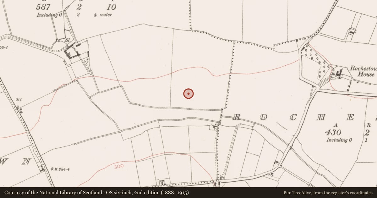 Ordnance Survey six-inch map, 2nd edition (1888–1915) covering the location of Enclosure, Mullagha, County Meath, with a pin at the register's coordinates