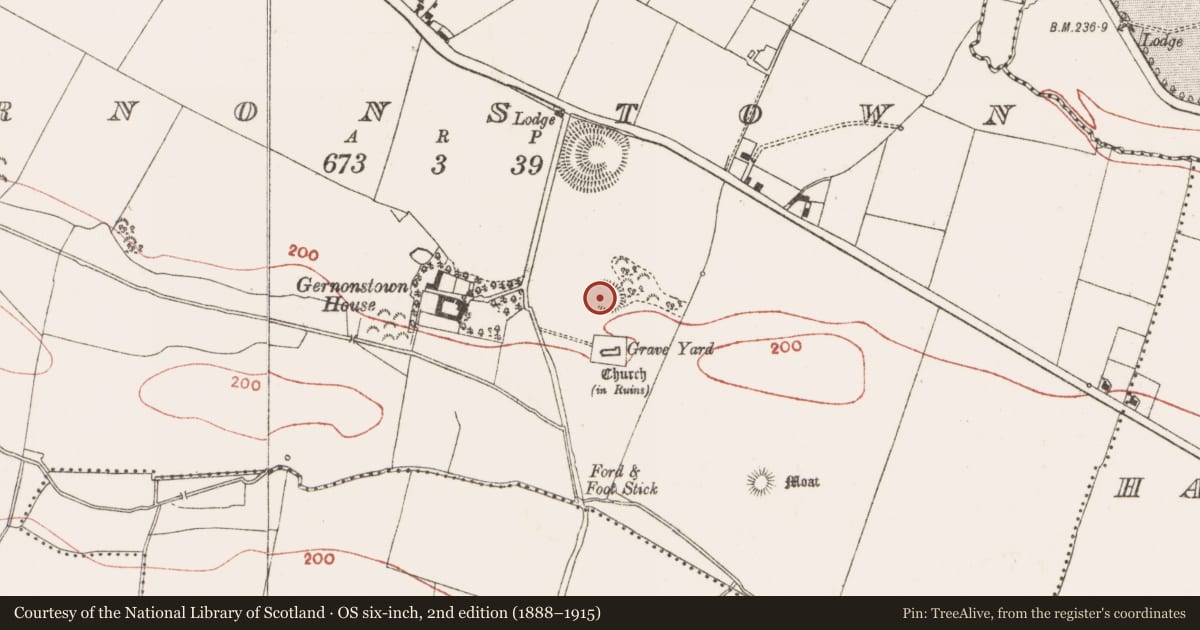 Ordnance Survey six-inch map, 2nd edition (1888–1915) covering the location of House - indeterminate date, Gernonstown, County Meath, with a pin at the register's coordinates